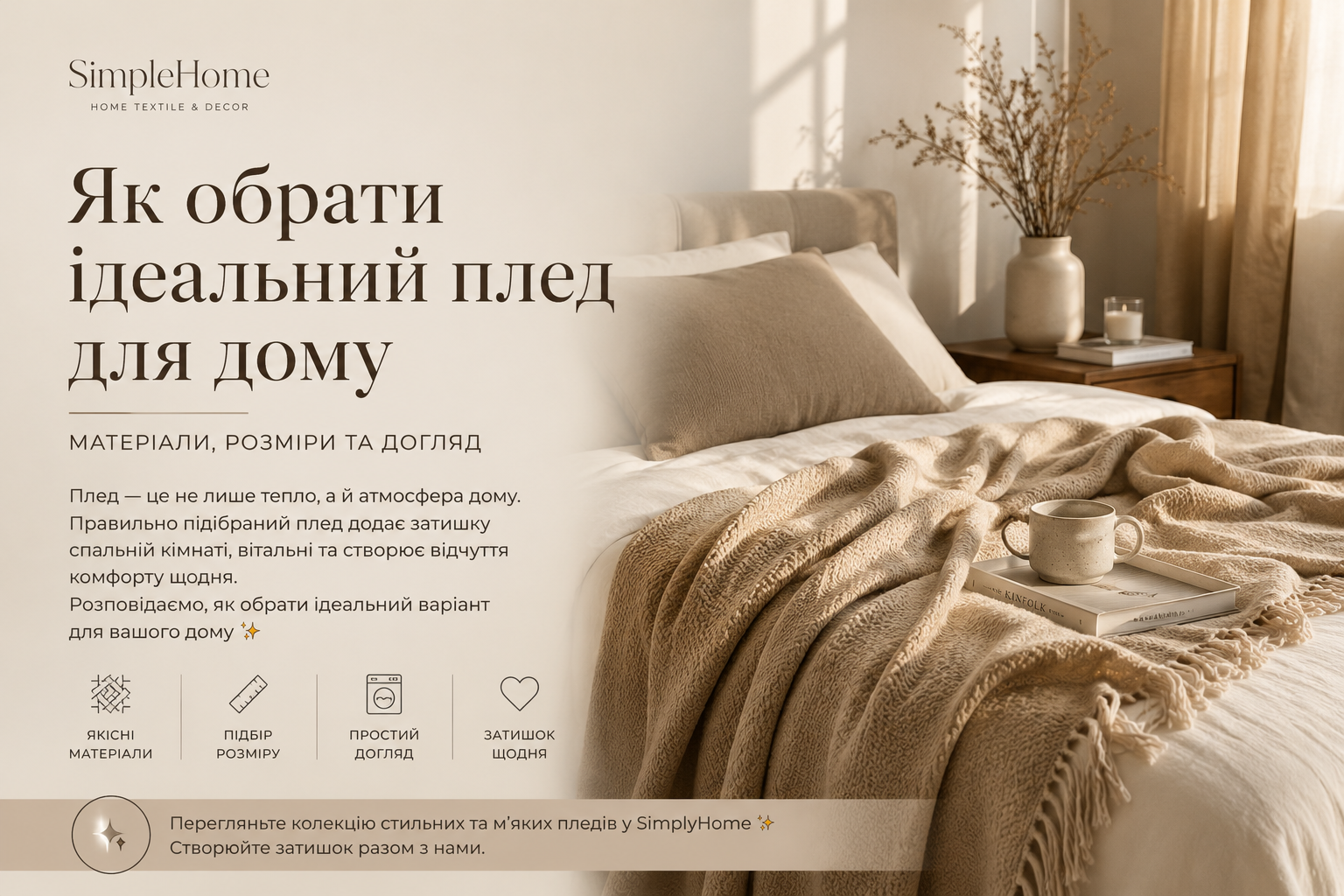 Як обрати плед для дому: матеріали, розміри, догляд