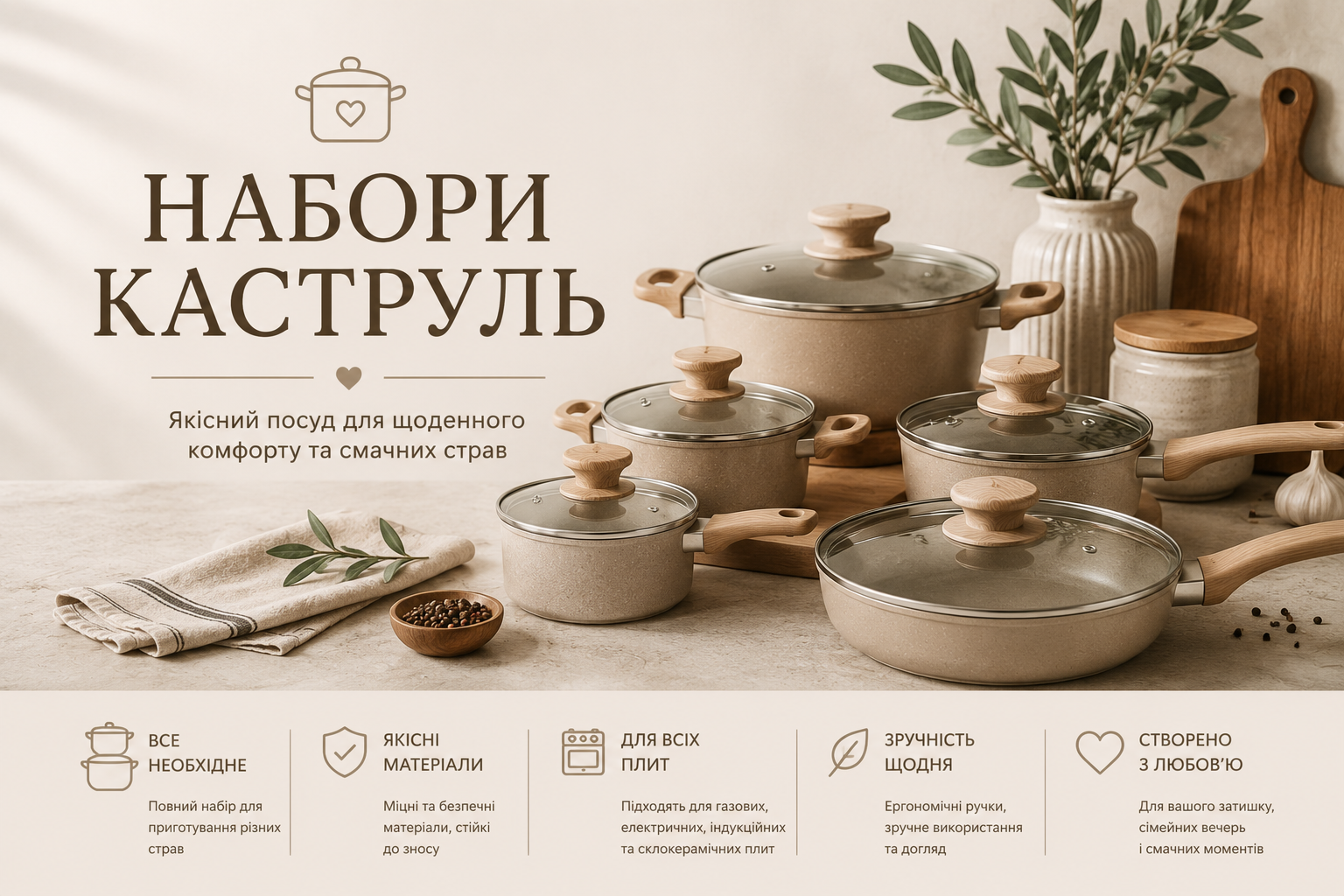🍲 Набори каструль та сковорідок