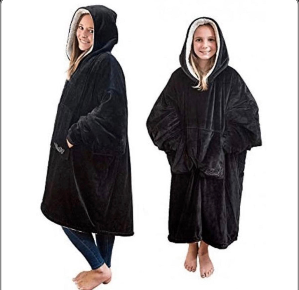 Толстовка плед з капюшоном і рукавами Huggle Hoodie оверсайз Black