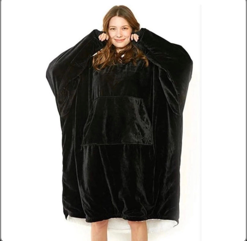 Толстовка плед з капюшоном і рукавами Huggle Hoodie оверсайз Black