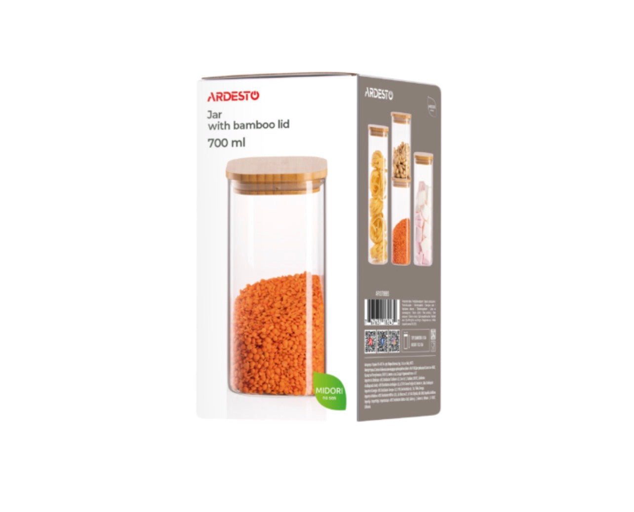 Банка для зберігання ARDESTO Midori 700 мл з бамбуковою кришкою