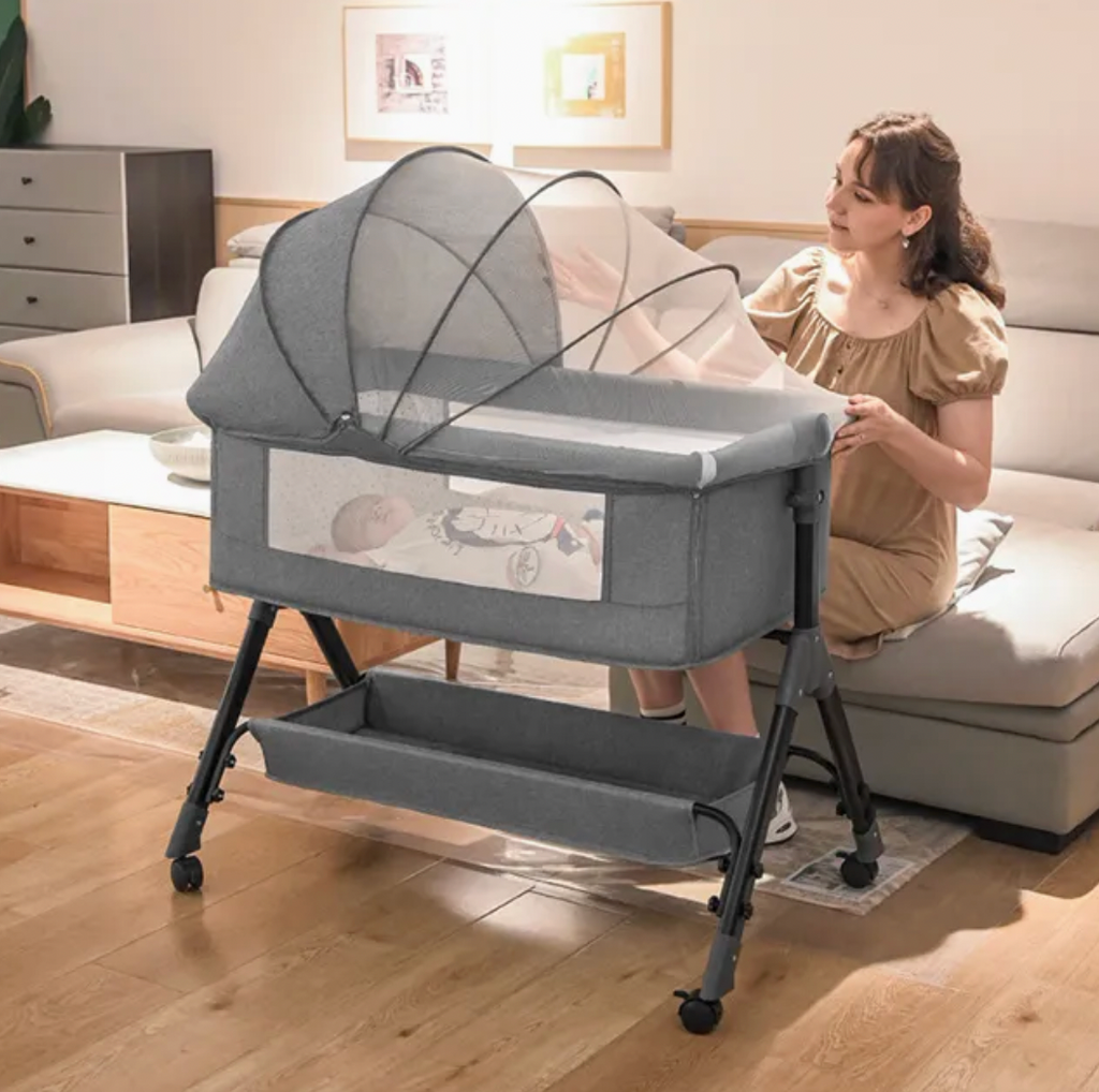 👶 Дитяче ліжечко-колиска 4 в 1 з великим кошиком для зберігання
