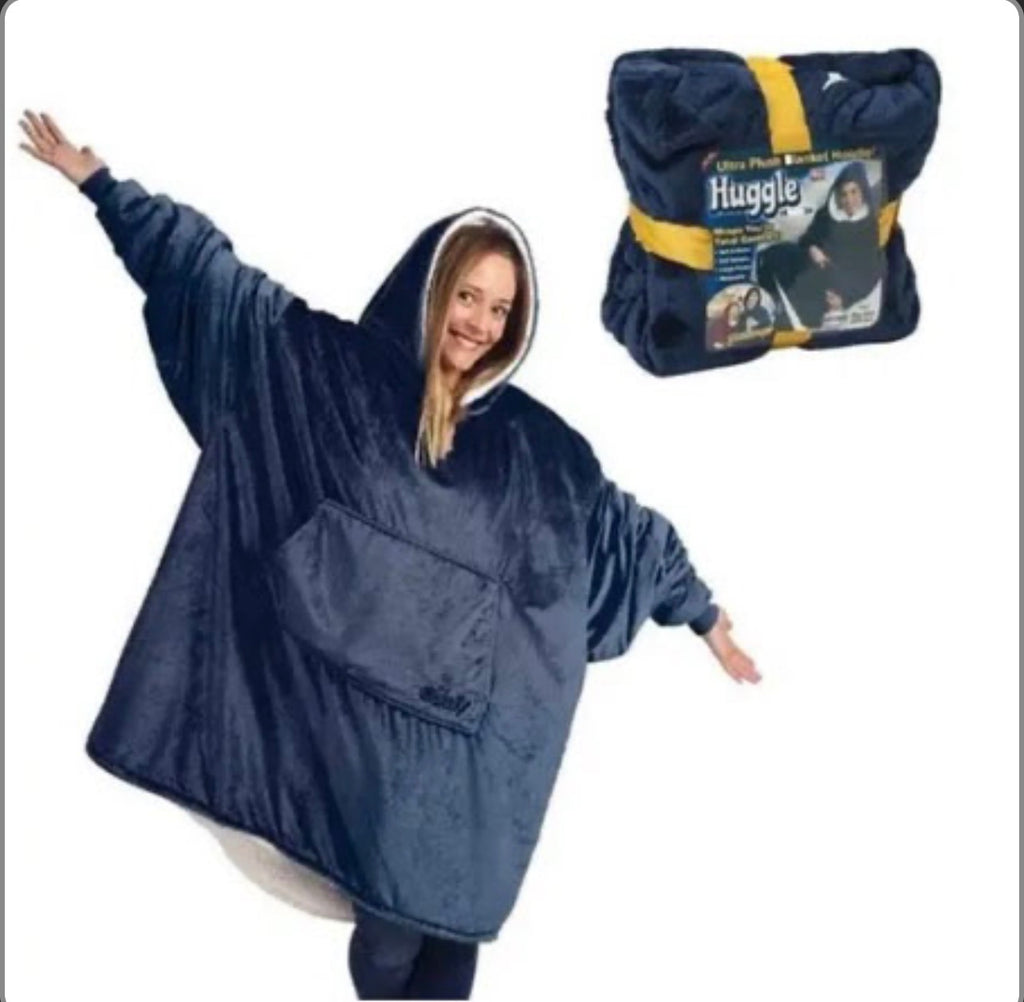 Толстовка плед з капюшоном і рукавами Huggle Hoodie оверсайз Blue