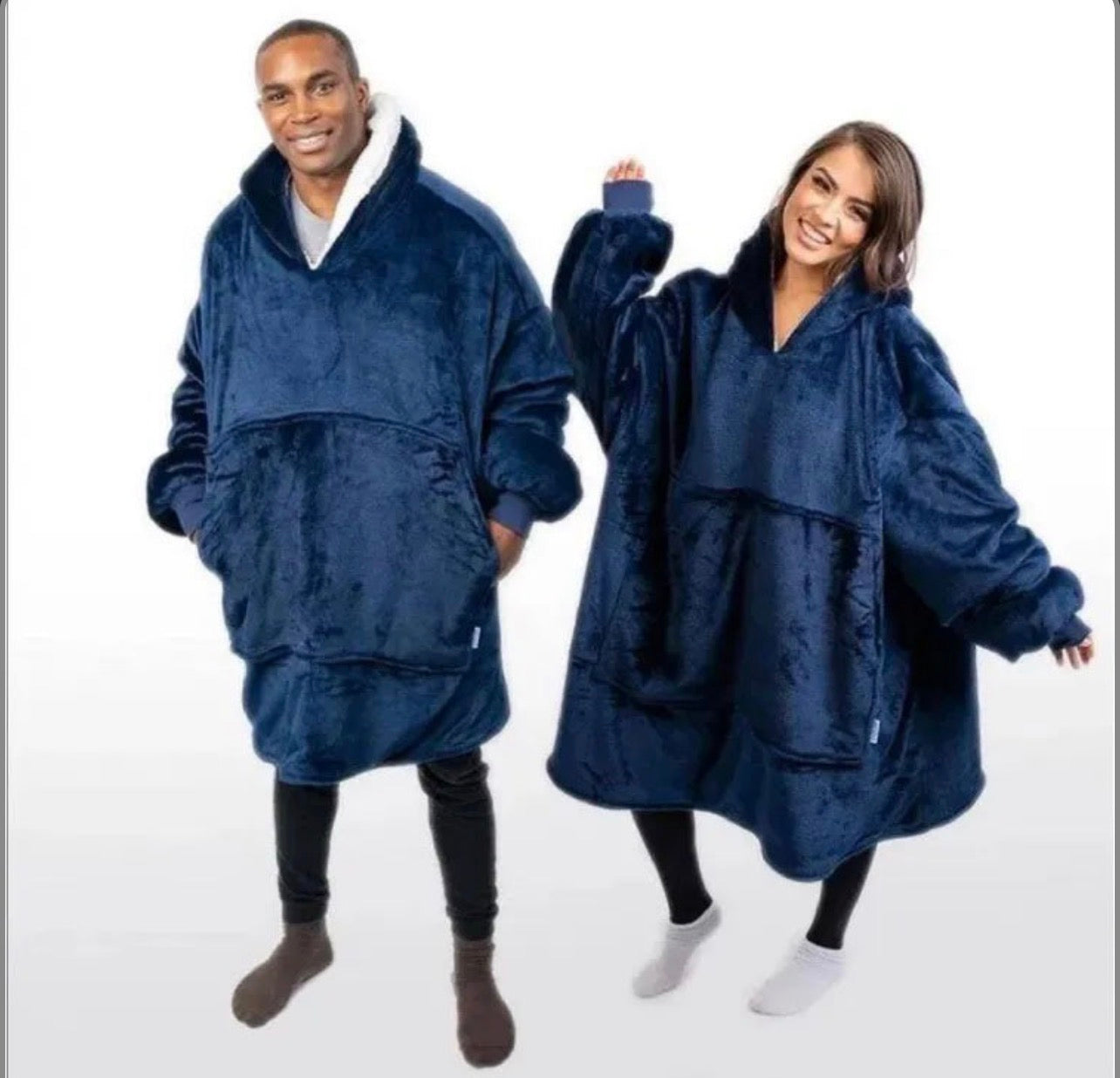 Толстовка плед з капюшоном і рукавами Huggle Hoodie оверсайз Blue