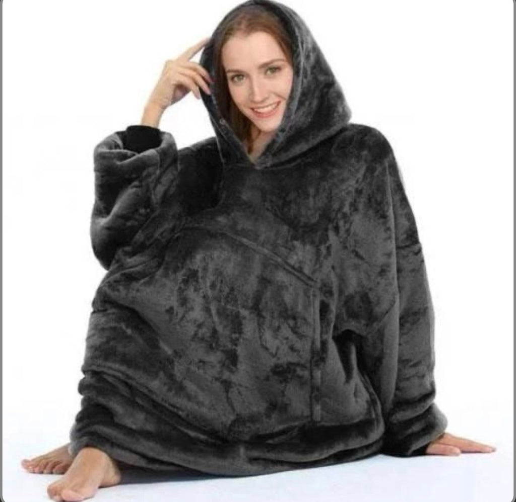 Толстовка плед з капюшоном і рукавами Huggle Hoodie оверсайз Black