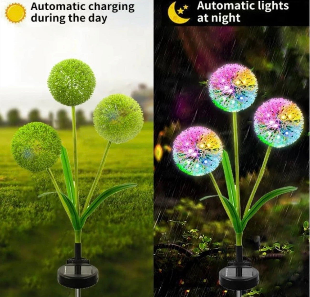 🌈 Садовий світильник “Кульбаба” RGB на сонячній батареї