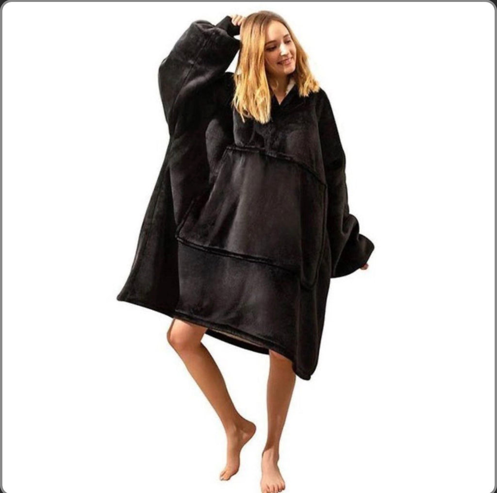 Толстовка плед з капюшоном і рукавами Huggle Hoodie оверсайз Black