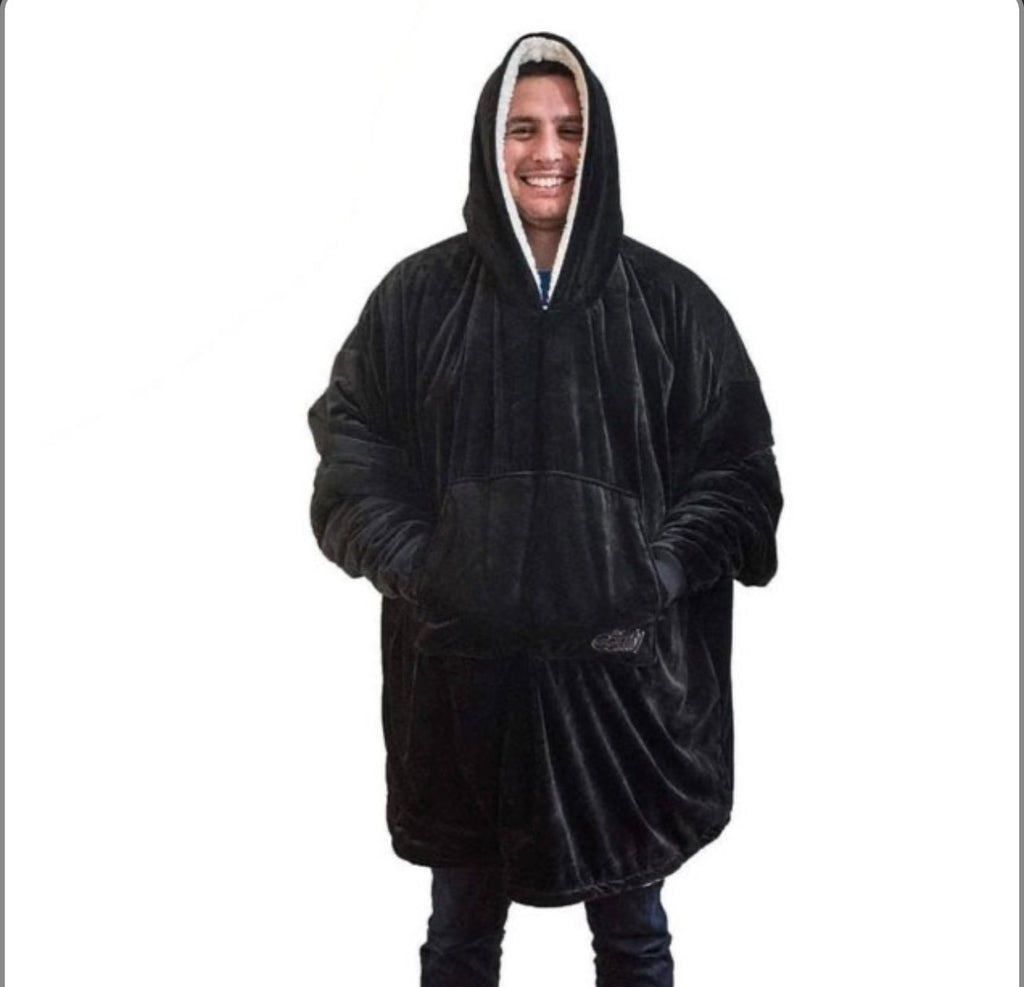 Толстовка плед з капюшоном і рукавами Huggle Hoodie оверсайз Black