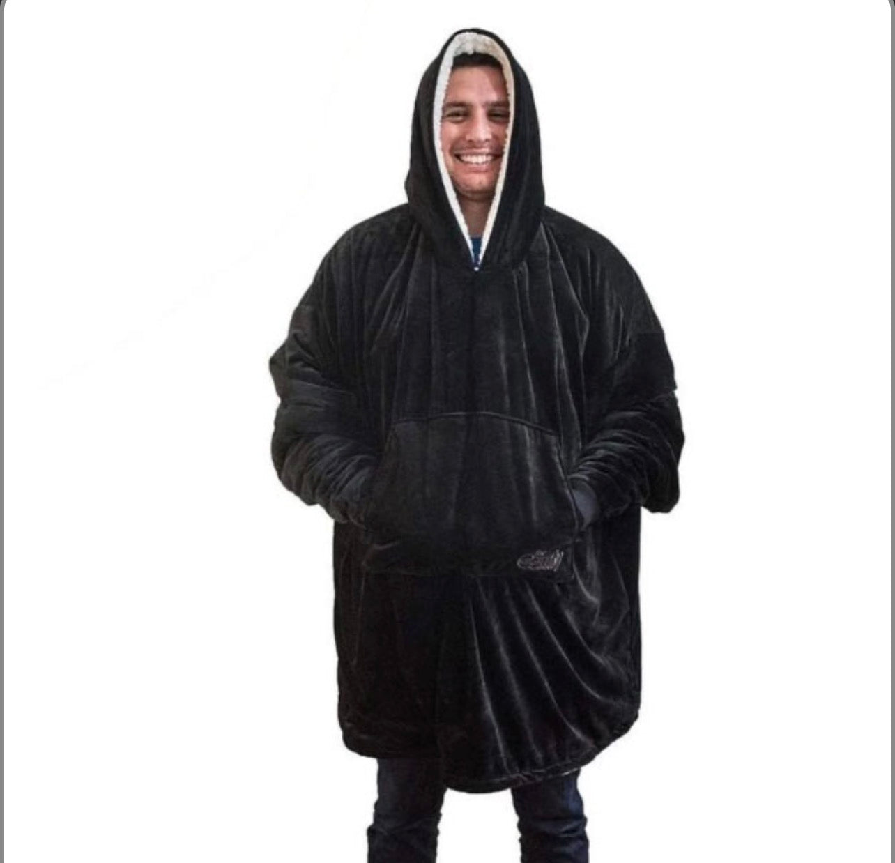 Толстовка плед з капюшоном і рукавами Huggle Hoodie оверсайз Black
