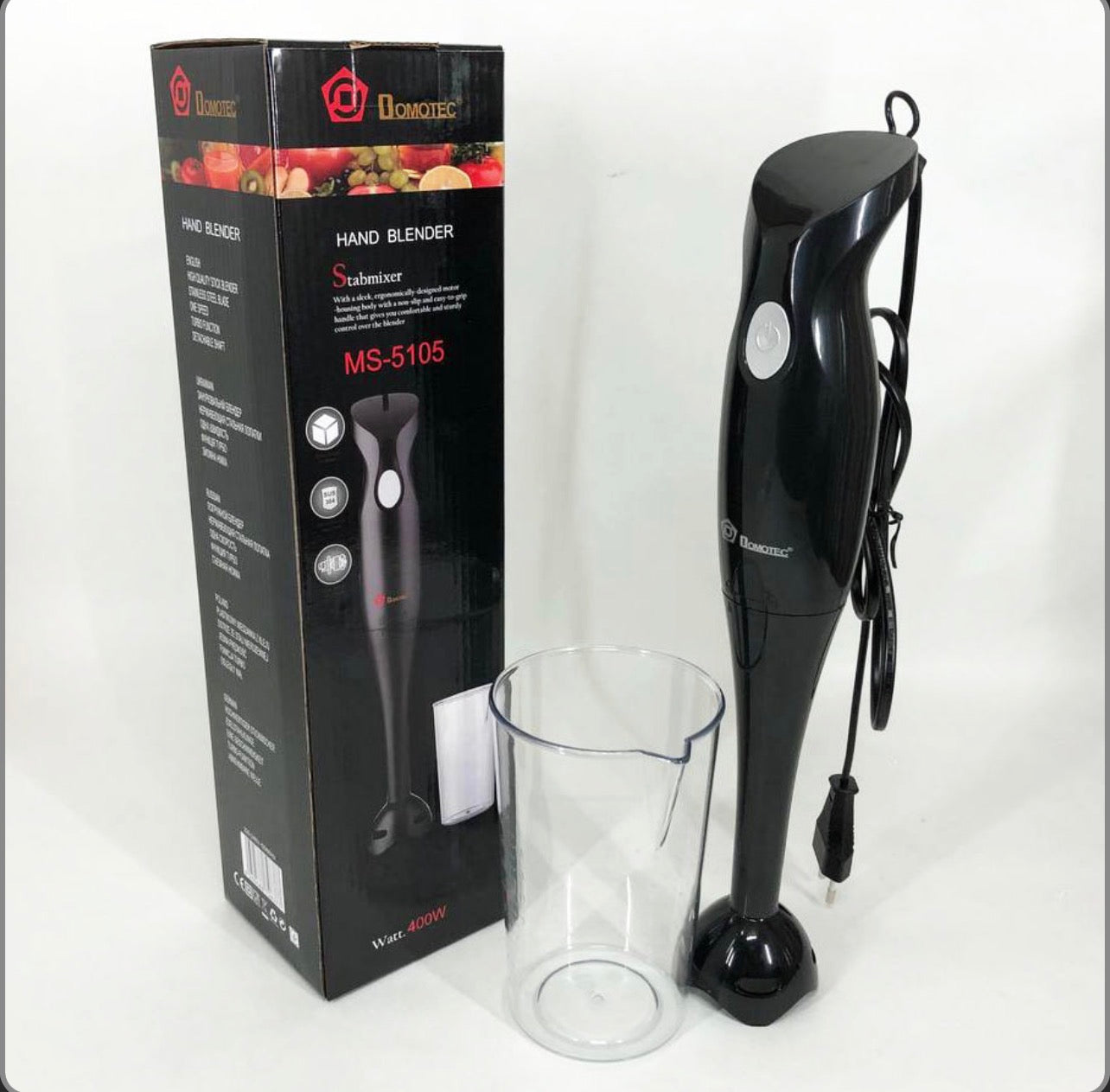 Блендер DOMOTEC MS-5105 400Вт зі склянкою, гарний занурювальний блендер для дому, електричний блендер